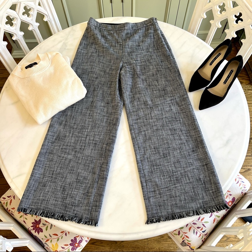Rebecca Taylor Slub Suiting Pant Gray Black Sz 2